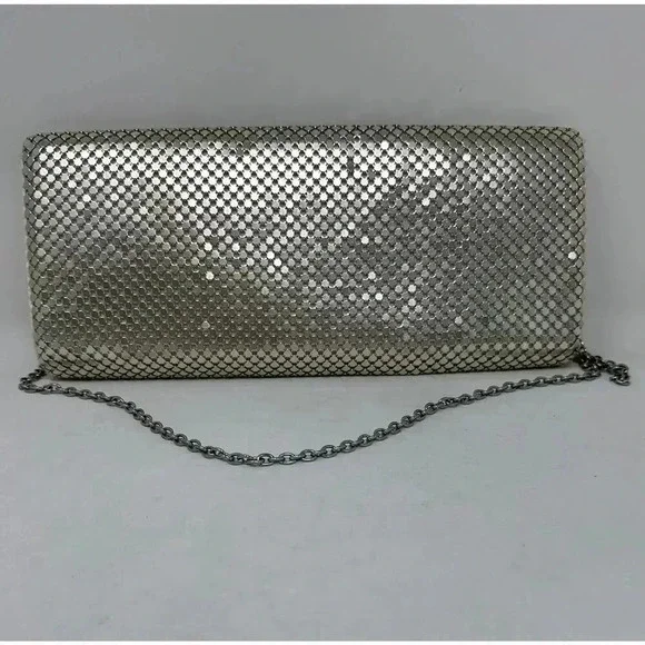 Jessica McClintock Vintage‎ Silver Mesh Purse Clutch 80's - Picture 5 of 14